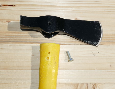 Synthetic handle, axe head, screw - that's how you fix it.
