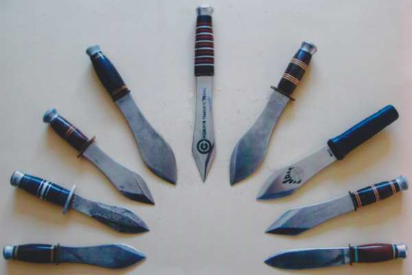 Solingen throwing knives from Dieter Führer's collection, 1950s and 1960s.