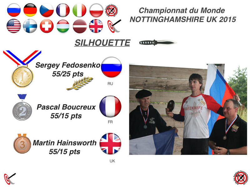 Podium silhouette throwing: Pascal Boucreux, Sergey Fedosenko, Martin Hainsworth