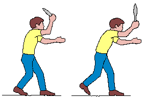 Two snapshots of the knife throwing movement